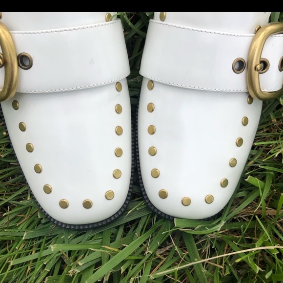 New Coach Studded White Leather Loafers Buckle Gucci Prada Labucq Celine Alexa - Picture 7 of 11